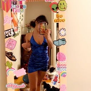 Blue sequins Lucy in the sky dress